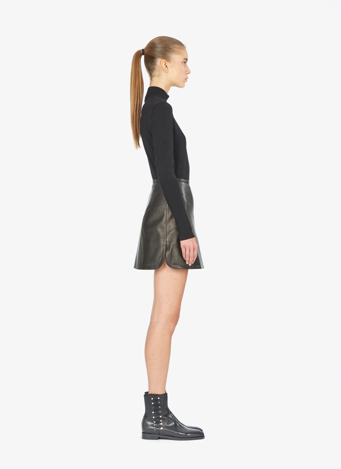 Mini Leather Skirt ALAÏA BLACK MINI LEATHER SKIRT